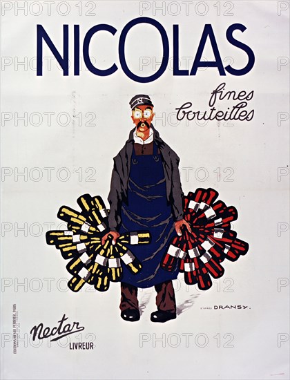 Nicolas fines bouteilles , 1940s. Creator: Dransy, Jules Isnard (1883-1945).