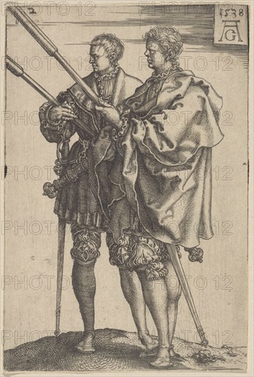 Two Torch-Bearers, 1538. Creator: Aldegrever, Heinrich (1502-1560).