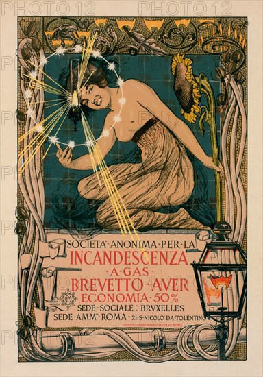 Incandescent a gas. Brevetto Auer, 1895. Creator: Mataloni, Giovanni (1869-1944).
