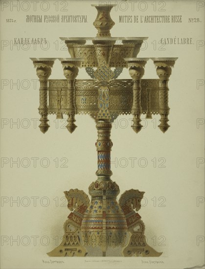 Candelabra, 1874. Creator: Hartmann, Wiktor Alexandrowitsch (1834-1873).