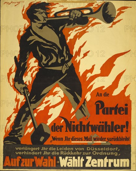 To the party of non-voters! Go to the polls - vote for the center, 1919. Creator: Schwartz, Georg (1871-1948).