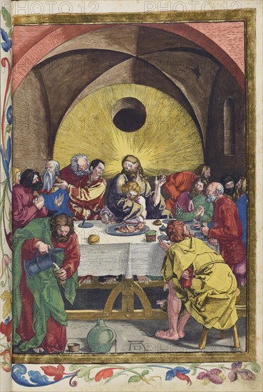 Christ's Last Supper with his disciples. From the Great Passion (Passio domini nostri Jesu), 1511. Creator: Dürer, Albrecht (1471-1528).