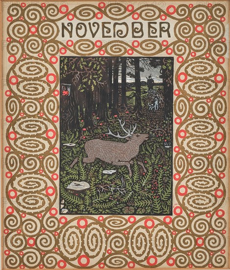 Hunting scene. Monthly newsletter: November. Creator: Krenek, Carl (1880-1949).