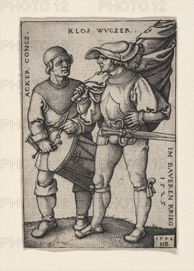 Ensign and drummer in the Peasants' War of 1525, 1544. Creator: Beham, Hans Sebald (1500-1550).