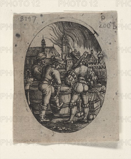 The sentinel at the powder kegs. Creator: Beham, Hans Sebald (1500-1550).