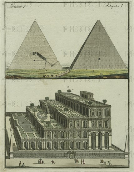 Section and interior of the Great Pyramid. The floating gardens, 1801. Creator: Fischer von Erlach, Joseph Emanuel (1693-1742).