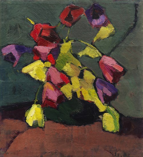 Tulips in a green vase, 1912. Creator: Stenner, Hermann (1891-1914).