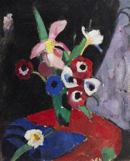 Flower still life on a black background II, 1913. Creator: Stenner, Hermann (1891-1914).