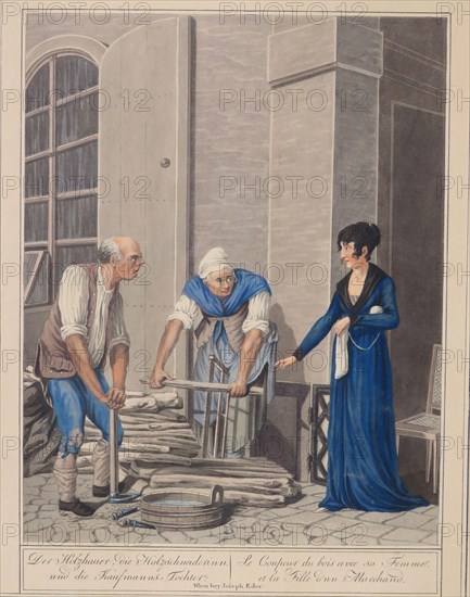 The hairdresser and the shoe repairer in Vienna. (Vienna scenes and popular pastimes), 1804-1812. Creator: Opiz, Georg Emanuel (1775-1841).