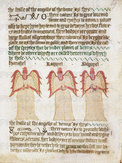 Angels of Saturn, Jupiter, Mars, Sun and Venus, 15th century. Creator: Unknown artist.