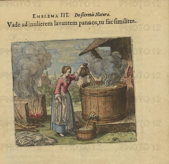 Emblem 3. Go to the woman who washes her smiles, do the same, 1618. Creator: Merian, Matthäus, the Elder (1593-1650).