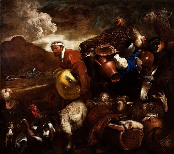 Abraham on the way to Canaan. Creator: Castiglione, Giovanni Benedetto (1610-1665).