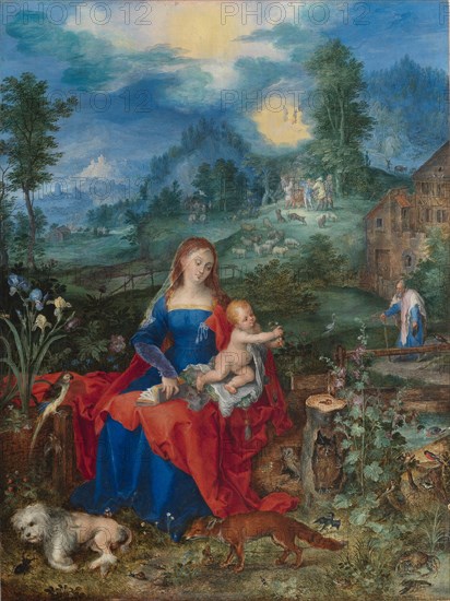 Madonna and Child with the Animals (after Dürer), 1604. Creator: Brueghel, Jan, the Elder (1568-1625).