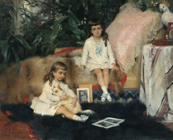 The Grand Dukes Boris Vladimirovich (1877-1943) and Kyrill Vladimirovich (1876-1938)..., 1881. Creator: Edelfelt, Albert Gustaf Aristides (1854-1905).