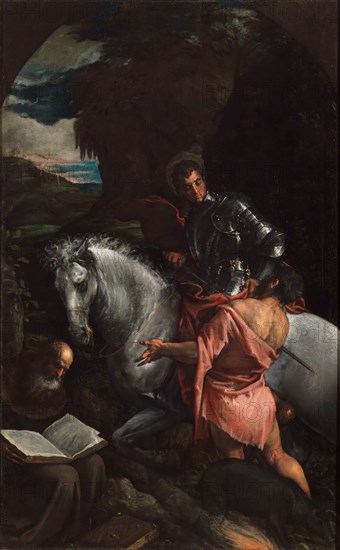 Saint Martin and the beggar with Saint Anthony, 1580. Creator: Bassano, Jacopo, il vecchio (around 1510-1592).