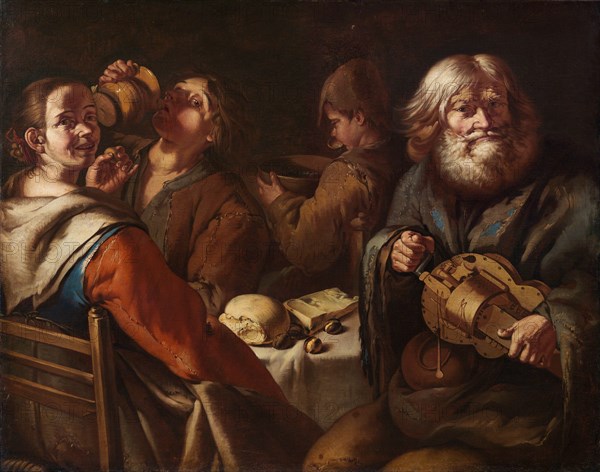 Beggar's breakfast with old Ghironda player, c.1720-1730. Creator: Cipper, Giacomo Francesco (1664-1736).