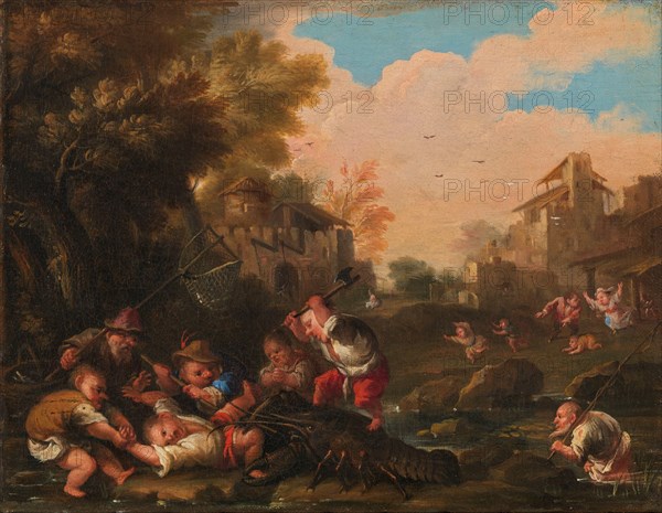Lotta contro il gambero (Fight against the shrimp), c.1730-1740. Creator: Bocchi, Faustino (1659-1742).