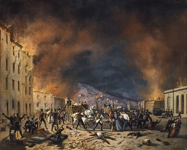 Episode from the ten days of Brescia, 1849. Creator: Joli, Faustino (1814-1876).