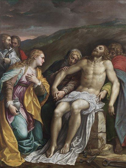 Lamentation for Christ with Saints Bartholomew and Paul, c.1570. Creator: Gambara, Lattanzio (around 1530-1574).