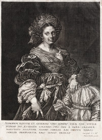Portrait of Laura Dianti with a young servant, 1600-1625. Creator: Sadeler, Aegidius (1575-1629).
