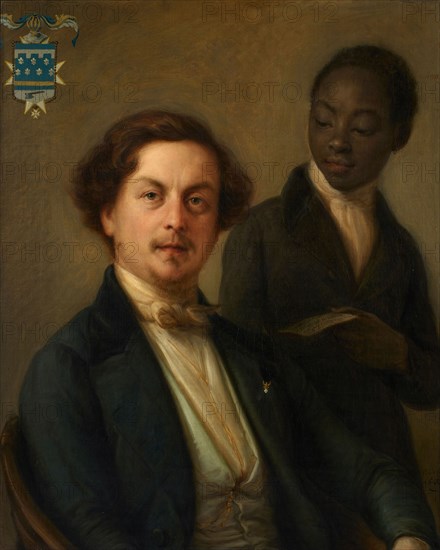 Portrait of Count Giuseppe Manara with his Ethiopian servant, 1842. Creator: Carnovali, Giovanni (1804-1873).