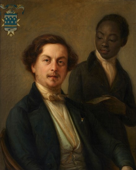 Portrait of Count Giuseppe Manara with his Ethiopian servant, 1842. Creator: Carnovali, Giovanni (1804-1873).