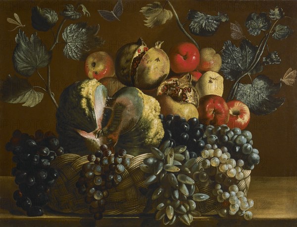 Basket with fruits. Creator: Cavarozzi, Bartolomeo (1590-1625).