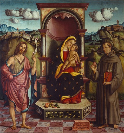 Madonna and Child with Saints John the Baptist and Anthony of Padua, 1528. Creator: Agabiti, Pietro Paolo (ca1470-ca1540).