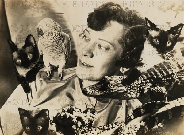 Tilla Durieux with exotic animals, 1920s. Creator: Stone, Sasha (1895-1940).