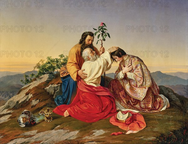 Aaron blesses Eleazar. Creator: Weidlich, Adolf (1816-1885).