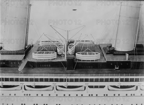 Life boat device on S.S. Imperator, between c1910 and c1915. Creator: Bain News Service.