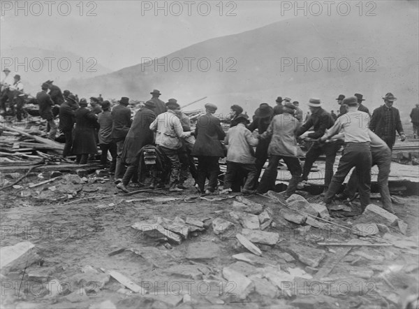 Rescuers at Austin pulling down ruins, between c1910 and c1915. Creator: Bain News Service.