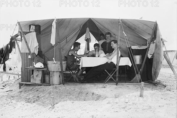 Tent City, Rockaway [card game], 1910. Creator: Bain News Service.