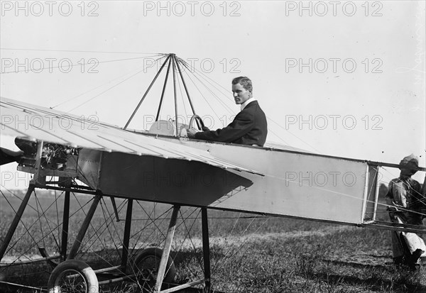 J.M. Johnson in Bleriotype [plane], between c1910 and c1915. Creator: Bain News Service.