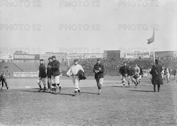 Giants walk onto field; John McGraw leads, New York, NL (baseball), 1911. Creator: Bain News Service.