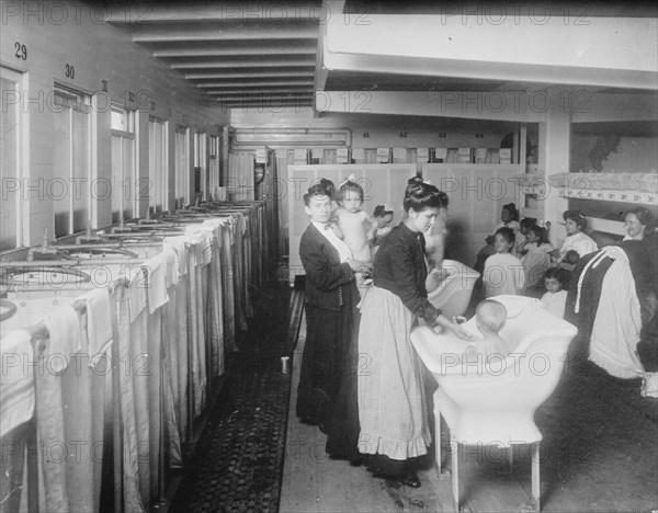 St. John's Guild. Bathroom on floating hospital, [New York City], c1911. Creator: Bain News Service.