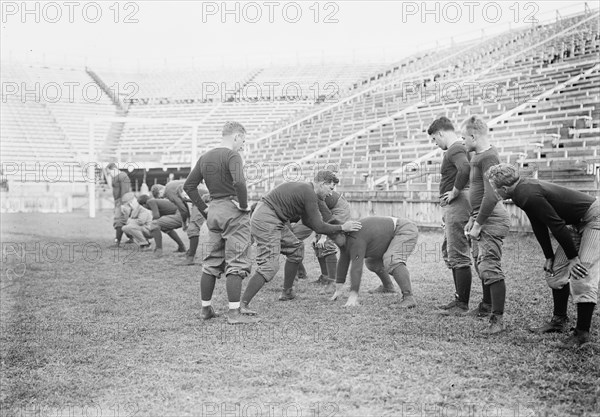 Sanford Trying out men for Centre, Yale, between c1910 and c1915. Creator: Bain News Service.