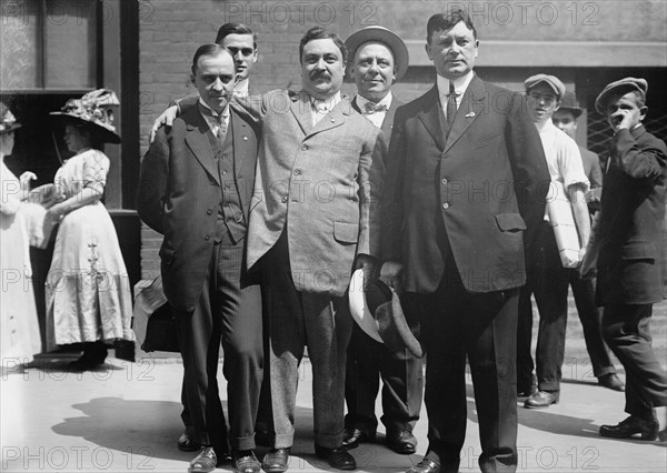 L to R: A.D. Thompson, Morris Cohn, Palmieri, T.F. Cannon, F.J. Gropper, 1912. Creator: Bain News Service.