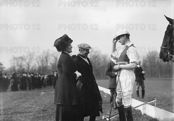 Mrs. Geo. Gould & Buckmaster on polo field, 1911. Creator: Bain News Service.