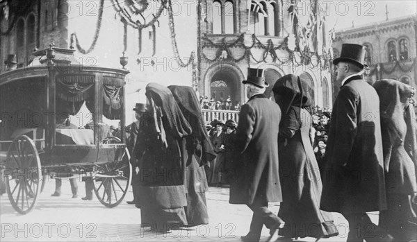 Bjornson family in funeral procession, 1910. Creator: Bain News Service.