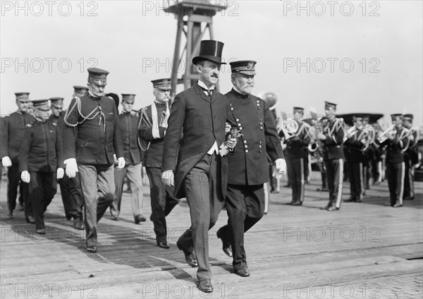 Sec'y Stimson & Gen. Grant, Lawn Party, Gov's Island, 1911. Creator: Bain News Service.