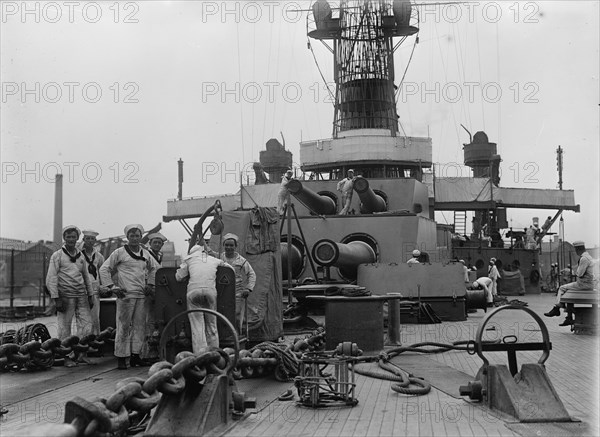 Turrets on UTAH [ship], 1911. Creator: Bain News Service.