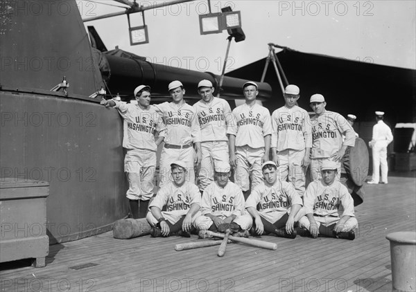 Baseball team on ship named WASHINGTON (baseball), c1911. Creator: Bain News Service.