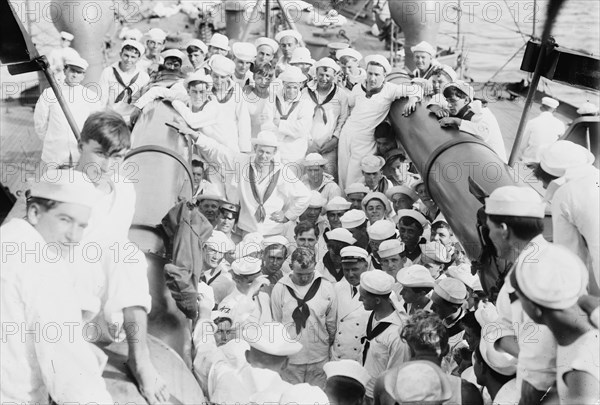 Kangaroo court martial on USS Seattle, between c1910 and c1915. Creator: Bain News Service.