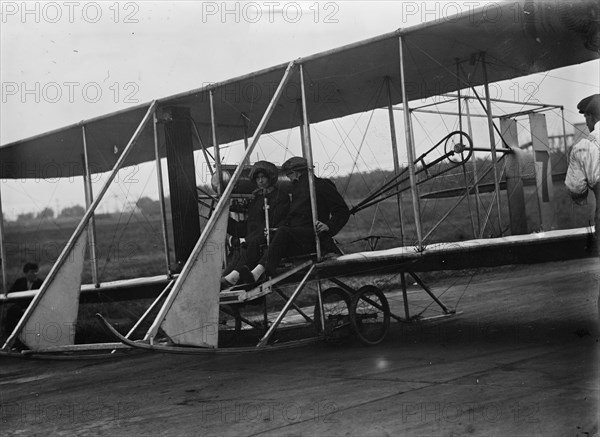 Sopwith & Mrs. Chudoba, woman passenger, 1911. Creator: Bain News Service.