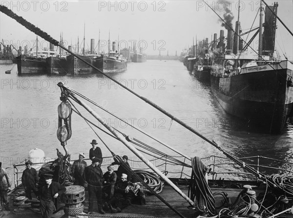 British Strike - coal ships tied up at Cardiff, between c1910 and c1915. Creator: Bain News Service.