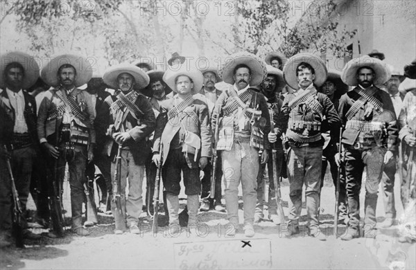 Villa & staff, Mexico, between c1910 and c1915. Creator: Bain News Service.