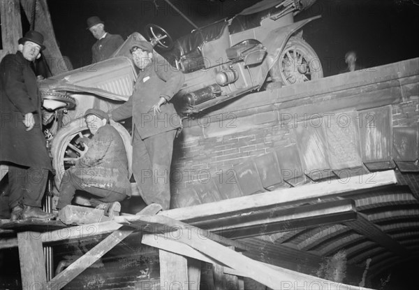 N.Y.C. auto wrecked in Central Park, between c1910 and c1915. Creator: Bain News Service.