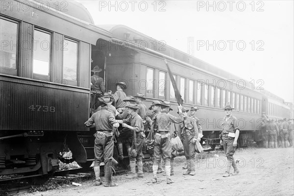 Battery A - Field artillery leaving for war game, between c1910 and c1915. Creator: Bain News Service.