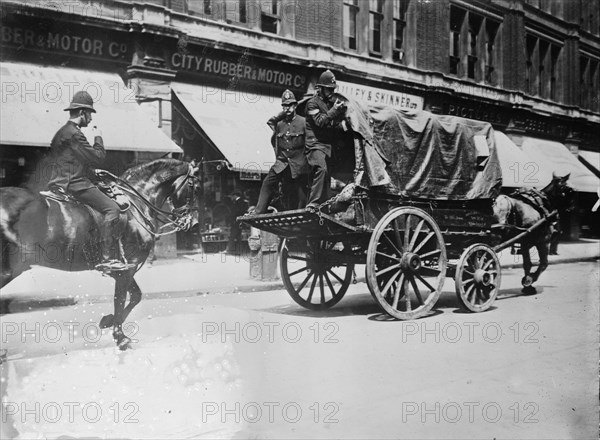 London Strike. Police escort for one van., between c1910 and c1915. Creator: Bain News Service.